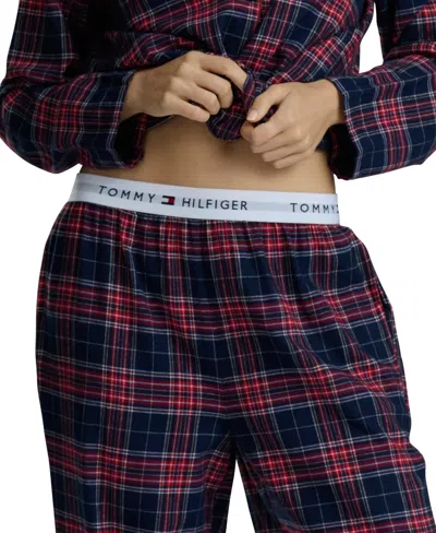 Tommy Hilfiger Women's 2-piece Notched Top And Long Pants Set In Animal Print