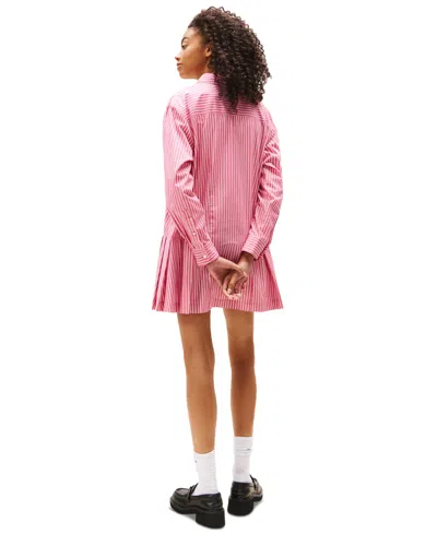 Tommy Jeans Women's Pleated Crest Cotton Shirt Dress In Multi