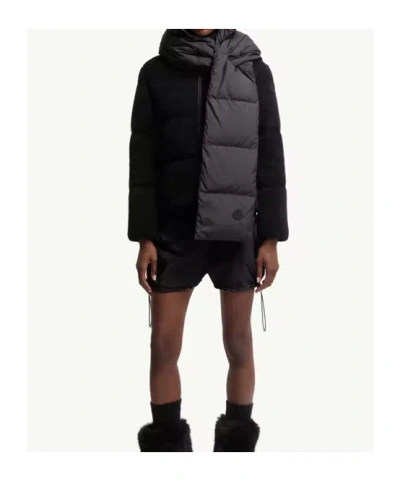 Moncler Hooded Down Scarf In Black