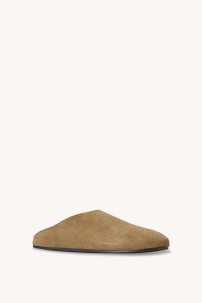 The Row Beige Hudson Suede Slide Loafers In Brown