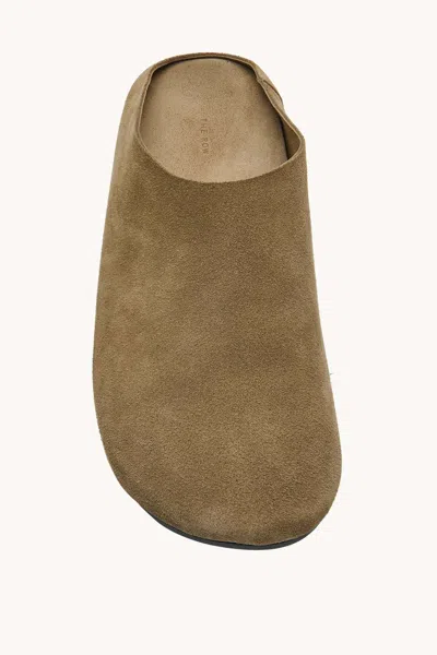 The Row Beige Hudson Suede Slide Loafers In Brown
