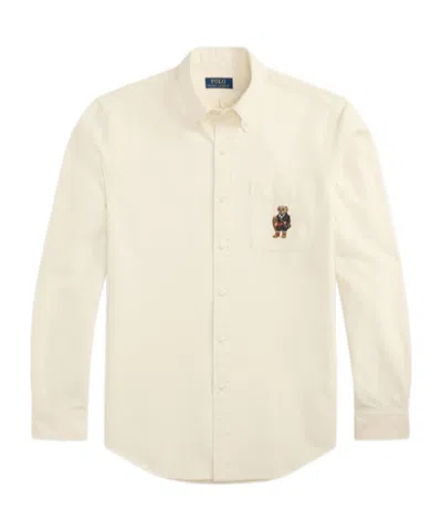 Polo Ralph Lauren Brushed Oxford Novelty Bear Sport Shirt In Neutral
