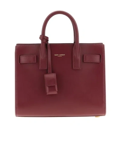 Saint Laurent Maroon Nano Sac De Jour Satchel In Burgundy