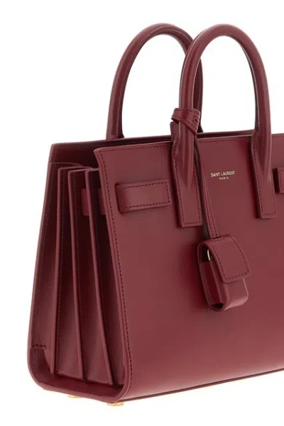 Saint Laurent Maroon Nano Sac De Jour Satchel In Burgundy