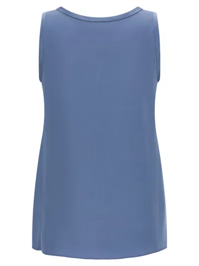 Brunello Cucinelli Satin Scoop Neck Sleeveless Top In Blue