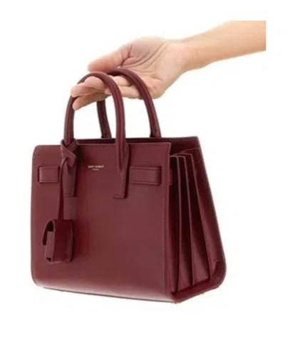 Saint Laurent Maroon Nano Sac De Jour Satchel In Burgundy