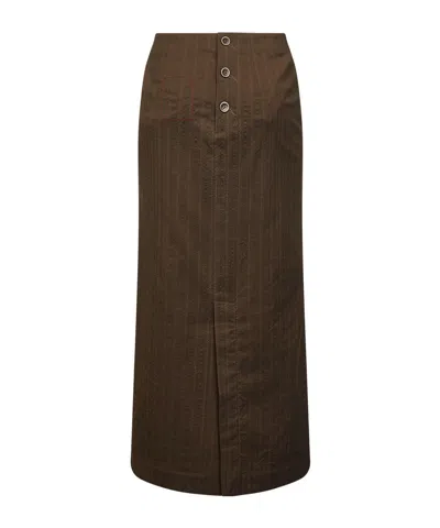 Uma Wang Striped Skirt In Brown