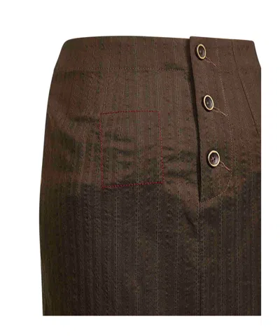 Uma Wang Striped Skirt In Brown