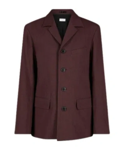 Dries Van Noten Long-sleeved Suit Jacket In Burgundy