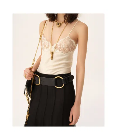Chloé Women Ivory Washed Silk Satin And Lace Camisole Top In White