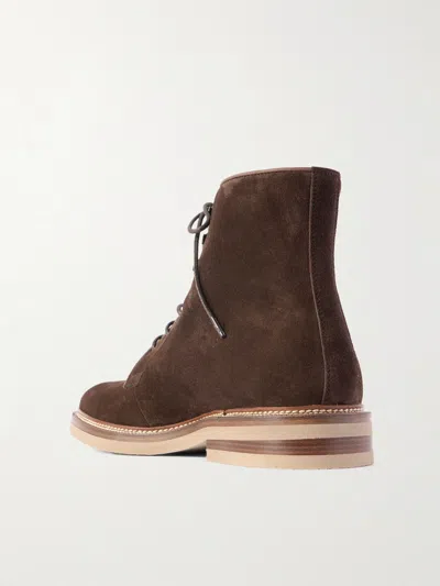 Brunello Cucinelli Round-toed Ankle Boots In Brown