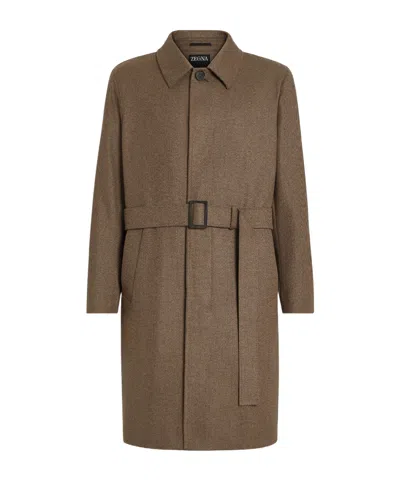 Zegna Oasi Cashmere Coat In Brown