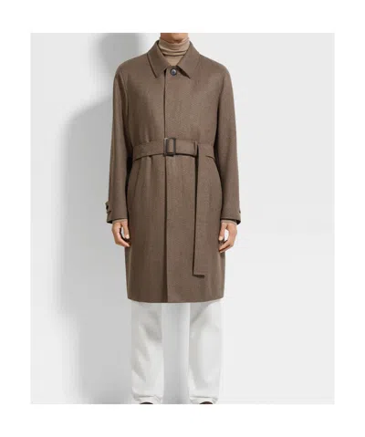 Zegna Oasi Cashmere Coat In Brown