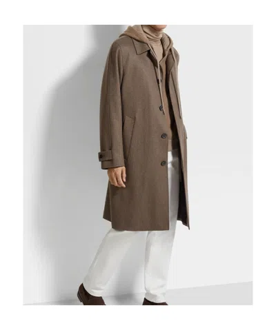 Zegna Oasi Cashmere Coat In Brown