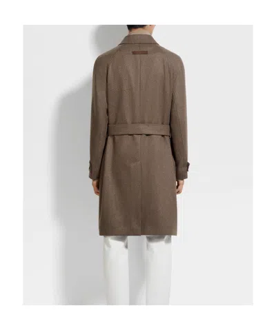 Zegna Oasi Cashmere Coat In Brown