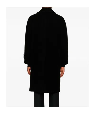 Tagliatore Logo Plaque Long Sleeved Coat In Black