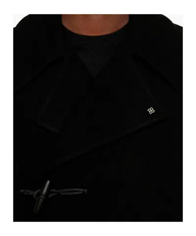 Tagliatore Logo Plaque Long Sleeved Coat In Black