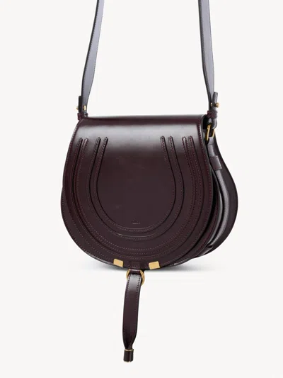 Chloé Small Marcie Sanddle Bag In Burgundy