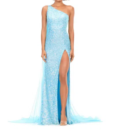 Ashleylauren One Shoulder Prom Dress In Sky In Blue