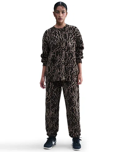Nike Women's  Sportswear Phoenix Fleece High-waisted Oversized Printed Sweatpants In Animal Print