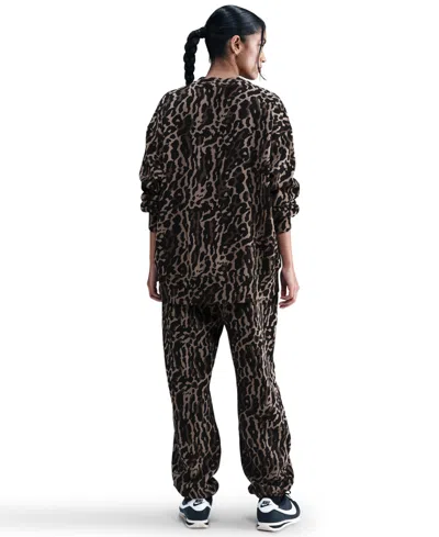 Nike Women's  Sportswear Phoenix Fleece High-waisted Oversized Printed Sweatpants In Animal Print