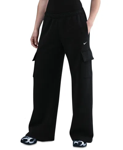 Nike Sportswear Phoenix Fleece Wide Leg Cargo Sweatpants In Black