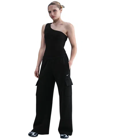 Nike Sportswear Phoenix Fleece Wide Leg Cargo Sweatpants In Black