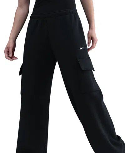 Nike Sportswear Phoenix Fleece Wide Leg Cargo Sweatpants In Black