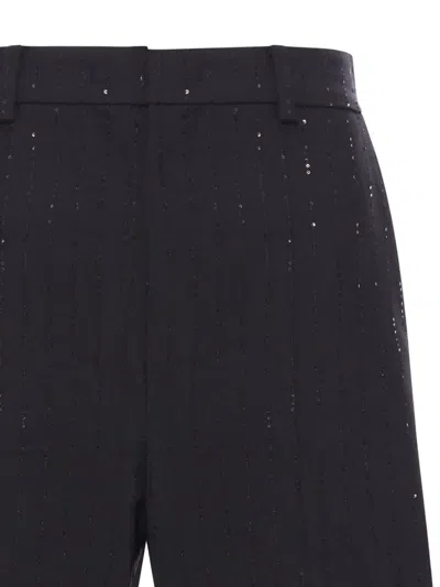 Max Mara Shorts With Pinstripe-effect Micro Sequins In Black