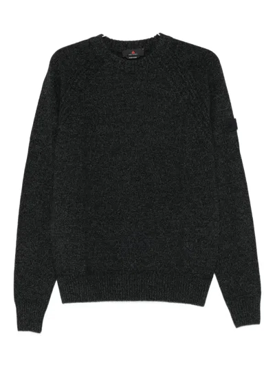 Peuterey Classic Black Sweater With Ribbed Cuffs In Black
