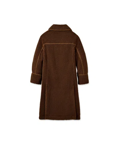 Ugg Fluff Fleece Long Coat Jacket In Deep Nutmeg, Women's At Urban Outfitters In Brown
