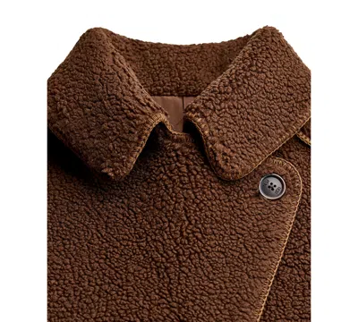 Ugg Fluff Fleece Long Coat Jacket In Deep Nutmeg, Women's At Urban Outfitters In Brown