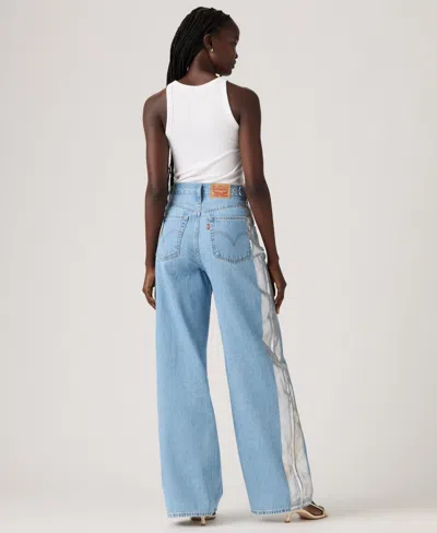 Levi's Cinch Metallic Side Stripe High Waist Baggy Wide Leg Jeans In Blue