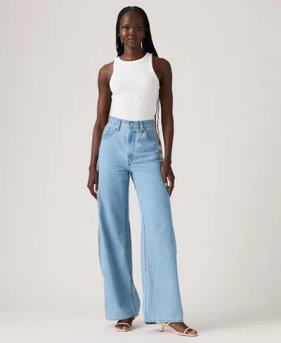 Levi's Cinch Metallic Side Stripe High Waist Baggy Wide Leg Jeans In Blue