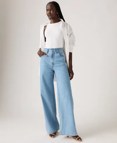 Levi's Cinch Metallic Side Stripe High Waist Baggy Wide Leg Jeans In Blue
