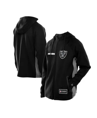 New Era Men's Black Las Vegas Raiders Combine Authentic Raglan Scuba Full-zip Hoodie In Black