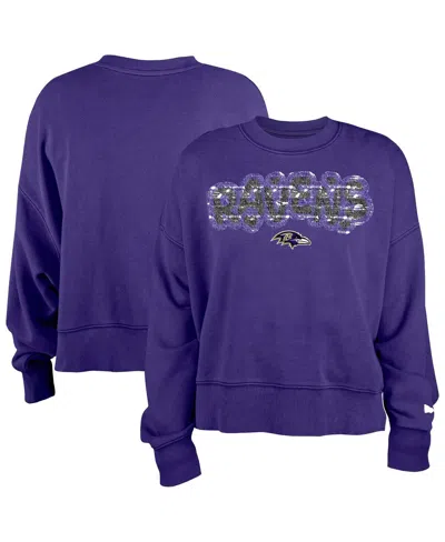 New Era Girl's Purple Baltimore Ravens Flip Sequin Sweatshirt In Purple