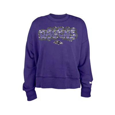 New Era Girl's Purple Baltimore Ravens Flip Sequin Sweatshirt In Purple