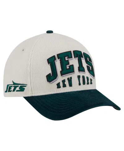 New Era Men's Cream/green New York Jets Two-tone Sided Corduroy 9forty A-frame Adjustable Hat In Multi