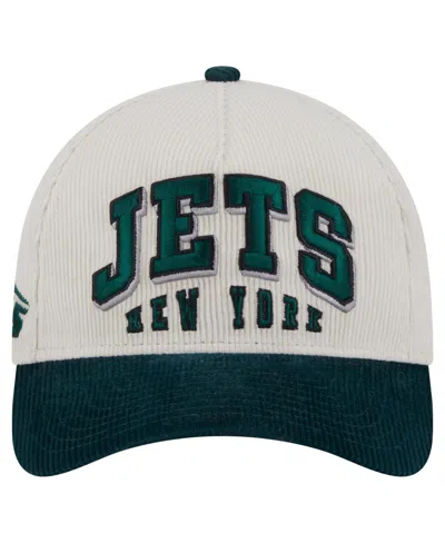 New Era Men's Cream/green New York Jets Two-tone Sided Corduroy 9forty A-frame Adjustable Hat In Multi