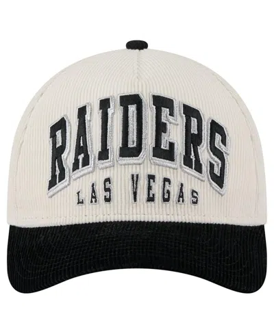 New Era Men's Cream/black Las Vegas Raiders Two-tone Sided Corduroy 9forty A-frame Adjustable Hat In White