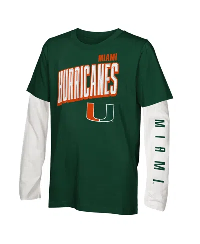 Outerstuff Big Boys And Girls Miami Hurricanes In The Mix T-shirt Combo Set In Green