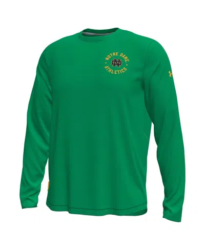 Under Armour Men's Kelly Green Notre Dame Fighting Irish Sideline Knockout Long-sleeve T-shirt In Green