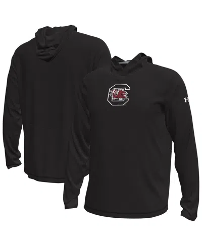 Under Armour Men's Black South Carolina Gamecocks Sideline Knockout Long-sleeve Hooded T-shirt In Black