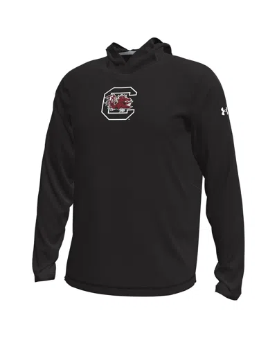 Under Armour Men's Black South Carolina Gamecocks Sideline Knockout Long-sleeve Hooded T-shirt In Black