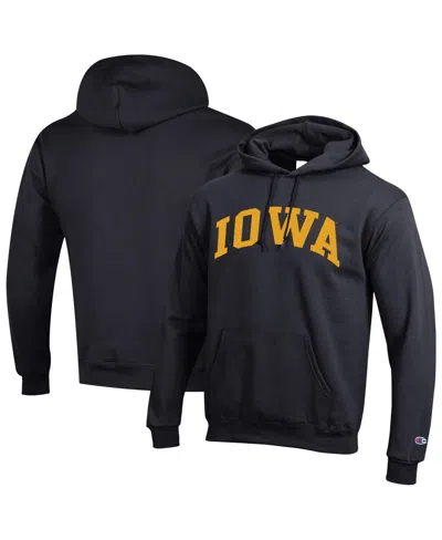 Champion Men's Black Iowa Hawkeyes Basic Arch Fleece Pullover Hoodie In Black