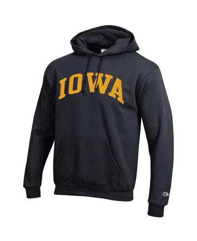 Champion Men's Black Iowa Hawkeyes Basic Arch Fleece Pullover Hoodie In Black