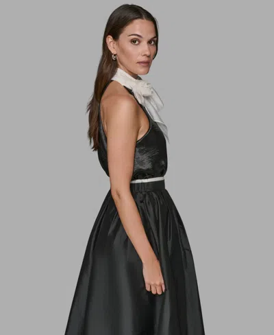 Karl Lagerfeld Women's Luxe Halter Neck Bow Top In Green