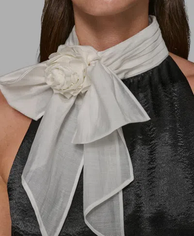 Karl Lagerfeld Women's Luxe Halter Neck Bow Top In Green