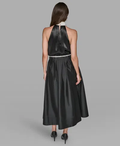 Karl Lagerfeld Women's Luxe Halter Neck Bow Top In Green